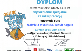 Dyplomy z Festiwalu Gdynia OPEN 