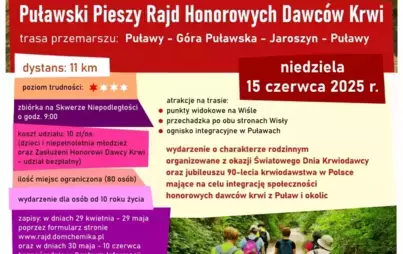 Zdjęcie do Puławski Pieszy Rajd Honorowych Dawc&oacute;w Krwi