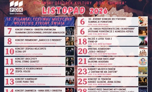 Zdjęcie do Kalendarz wydarzeń - listopad
